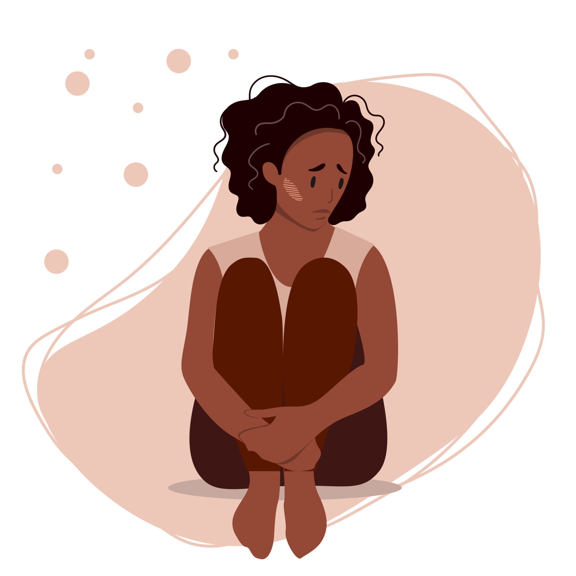 7 Types of Anxiety Disorders: Signs, Causes, & Management 1 woman sitting on the floor. Concept of mental disorder.