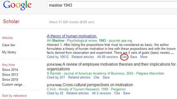 google scholar search results